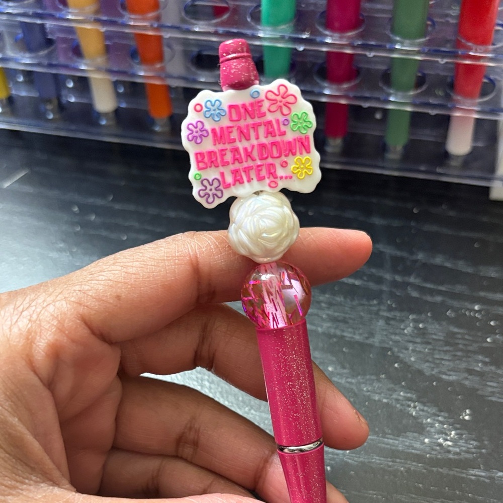 Pink Glitter Pen with Fun Topper